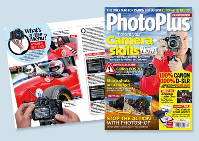Photoplus magazine spread design and cover